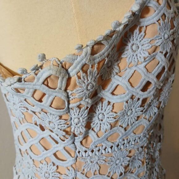 Lulu's Blue Ruffled Tiered Mini Sundress Size Large - Picture 9 of 12